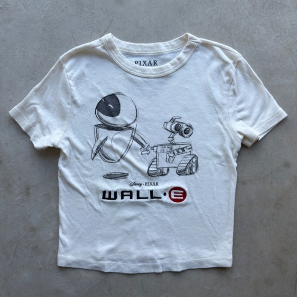 Disney Pixar Wall-E Eve Sketch Graphic T-Shirt Cream Cotton Baby Tee Kids Med